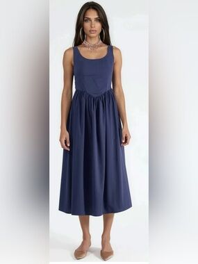 Navy Blue Sleeveless Maxi Dress